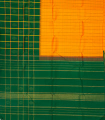 Mango Yellow Handloom Korvai Kanchipuram Silk Saree With Checks-KA13041
