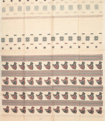 Cream Handloom Soft Silk Saree With Stripes & Buttas-SO4185