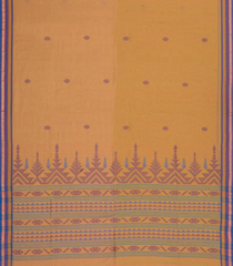 Sandal Handloom Bengal Cotton Saree With Stirpes & Floral Buttas-BG1696