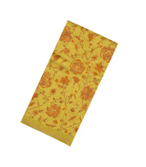 Lime Green Woven Linen Saree With Printed Floral Vine Motifs -LI0649