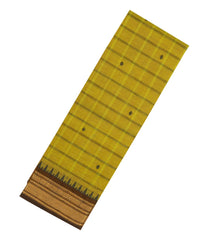 Oil Mustard Woven Chettinad Cotton Saree With Checks & Buttas-CN1788
