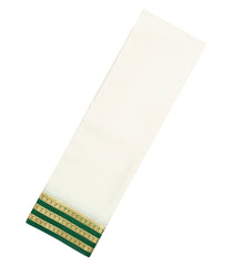 White Woven Mysore Silk Saree With Contrast Zari Border-MS3836