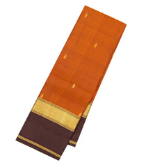 Rust Woven Pure Silk Saree With Zari Buttas & Contrast Border-EC2554