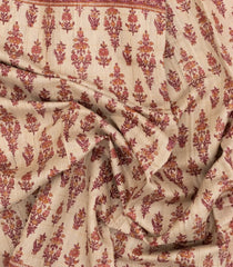 Taupe Woven Tussar Silk Saree With Printed Floral Motifs-TU3088