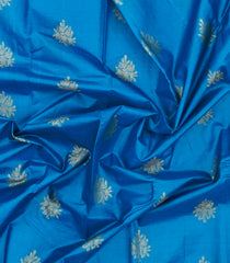 Sky Blue Woven Tussar Silk Saree With Floral Buttas-TU3588