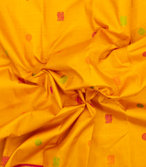 Yellow Handloom Korvai Kanchipuram Silk Saree With Silk Buttas-KA16366