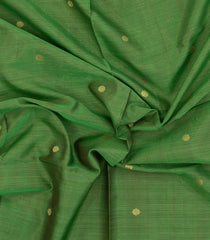Green Handloom Silk Cotton Saree With Butats & Stripes-SC4419