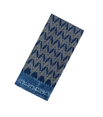 Indigo Printed Jaipur Cotton Saree With Chevron Motifs-JC1456