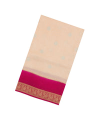 Cream Woven Blended Viscose With Zari Buttas-BL5564
