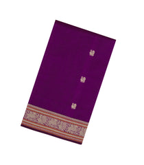 Purple Handloom Silk Cotton Saree With Annam Buttas-SC4391