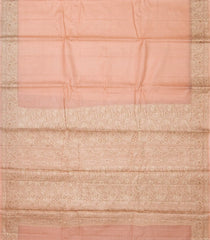 Light Peach Woven Tussar Silk Saree With Meena Floral Border-TU2972