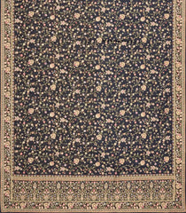 Black Woven Blended Chiffon Saree With Embroidered Floral Motifs-EN1892