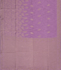 Lilac Woven Art Linen Saree With Leafy Motifs-BL5642