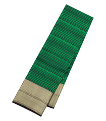 Black Handloom Kanchipuram Silk Saree With Annam Thread work Motifs-KA14789