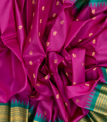 Magenta Handloom Gadwal Silk Saree With Buttas & Contrast Border-GA0166