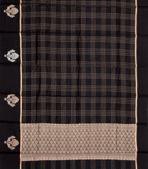 Black Handloom Banarasi Silk Saree With Zari Checks-BE1875