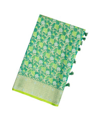 Green Handloom Organza Soft Silk Saree With Floral Motifs-SO4120