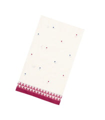 White Woven Bengal Cotton Saree With Buttas & Contrast Border-BG1908