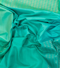 Turquoise Handloom Soft Silk Saree With Floral Motifs & Border-SO4545