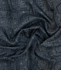 Black Printed Pure Silk Saree With Floral Motifs-PS0832