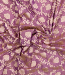 Dusty Pink Handloon Banarasi Silk Saree With Floral Zari Motifs-BE1924