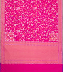 Hot Pink Handloom Banarasi Tanchoi Silk Saree With Meena Floral Motifs-BE1894