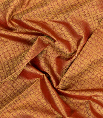 Rust Handloom Kanchipuram Silk Saree With Annam Motifs-KA15639