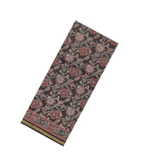 Dark Grey Printed Chanderi Cotton Saree With Floral Motifs-CC1480