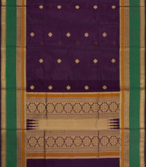 Dark Purple Handloom Silk Cotton Saree With Zari Buttas & Contrast Border-SC4823