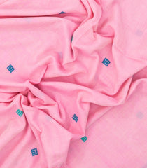 Baby Pink Handloom Bengal Cotton Saree With Sqaure Buttas-BG1705