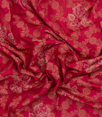 Red Printed Synthetics Dola Silk Saree With Floral Zari Motifs-BL5250
