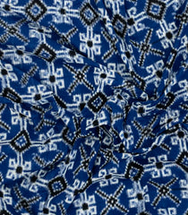 Blue Handwoven Orissa Cotton Saree With Tie & Dye Motifs-OR0899