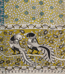 Cream Printed Kalamkari Cotton Saree-KAL1261
