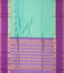 Turquoise Handloom Chirala Silk Cotton Saree With Handknotted traditional motifs above the border