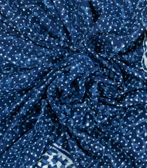 Indigo Printed Jaipur Cotton Saree With Floral Motifs-JC1444