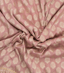 Dusty Pink Woven Crepe Saree With Embroidered Floral Motifs-EN1870