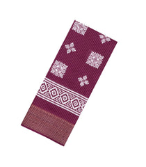 Burgundy Printed Synthetic Dola Saree With Zari Stripes & Border-BL5399