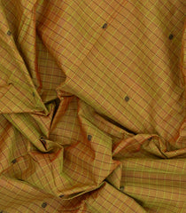 Olive Green Woven Chettinad Cotton Saree With Checks-CN1901