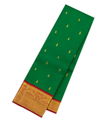 Green Handloom Korvai Kanchipuram Silk Saree With Zari Buttas-KA16720