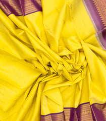 Lemon Yellow Handloom Korvai Kanchipuram Silk Saree With Annam Buttas-KA12969