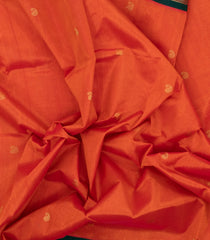Orange Handloom Silk Cotton Saree With Mango Buttas-SC3936
