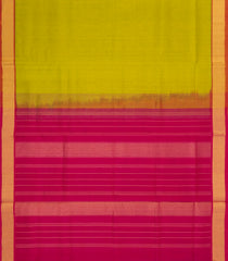 Lime Green Handloom Silk Cotton Saree With Contrast Border-SC4486