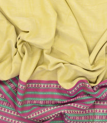 Sandal Handwoven Bengal Cotton Saree With Pink Border-BG1466
