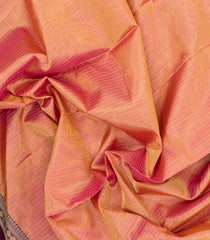 Peach Handloom Tissue Silk Cotton Saree With Stripes & Contrast Border-SC4588