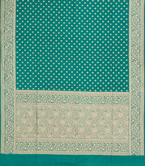 Cyan Woven Blended Satin Saree With Floral Zari Motifs-BL5995