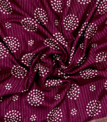 Burgundy Printed Synthetic Dola Silk Saree With Motifs & Zari Stripes-SY0451