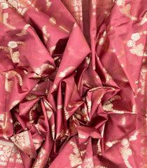 Dusty Peach Woven Dupion Silk Saree With Floral Buttas-DS0508
