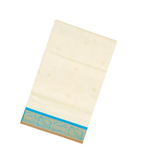 Off White Handloom Korvai Silk Cotton Saree With Buttas & Contrast Border-SC3735