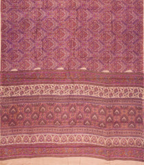 Dusty Pink Printed Silk Saree With Floral Motifs-PS0696