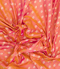Peach Handloom Banarasi Tanchoi Silk Saree With Meena Floral Motifs-BE1829